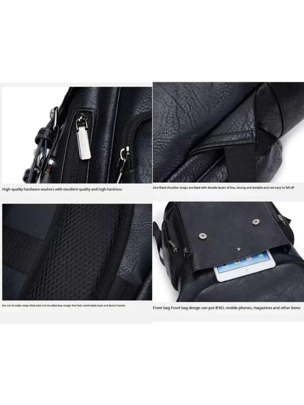 Vintage PU Leather Backpack for Men, Flap Cover Daypack for Work & Travel, 15